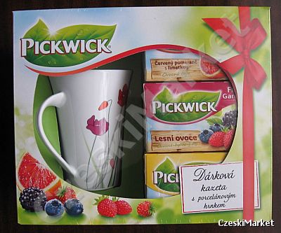 Zestaw Pickwick - kubek + trzy pudełka owocowych herbatek - w eleganckim opakowaniu Dzień Matki