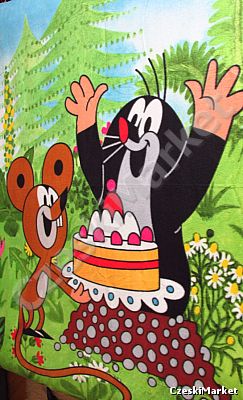 Koc Krecik i Przyjaciele - kocyk  120 / 150  cm - mięciutki i delikatny Krecik z myszką i tortem urodziny Krecika