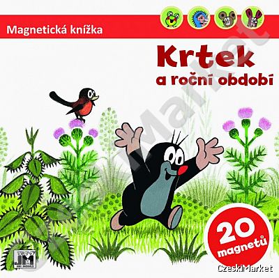 Książka magnetyczna Krecik i pory roku- 20 magnesów (możliwe czeskie albo polskie napisy)