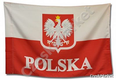 Flaga narodowa Polski - z godłem - 60/ 90 cm Polska