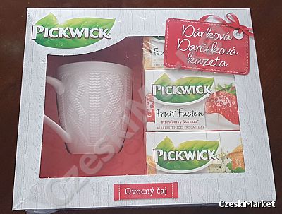 Zestaw new Pickwick - kubek + trzy pudełka owocowych herbatek - w eleganckim opakowaniu święta