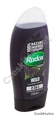 Radox - żel pod prysznic 2 w 1 wild - 250 ml - jeżyna i imbir - czarny