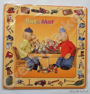 Sąsiedzi Pat i Mat i gra w szachy, szachiści, szachista, nauka gry w szachy - obrazek, podkładka korkowa