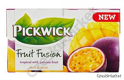 Herbata Pickwick - Tropikalne owoce Marakuja kawałki mango (wyborna na gorąco i na zimno) 20 sztuk w kopertkach