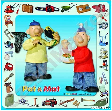 Obrazek, podkładka korkowa Sąsiedzi Pat i Mat z rybką - wędkarze 25 cm rybacy łowić ryby