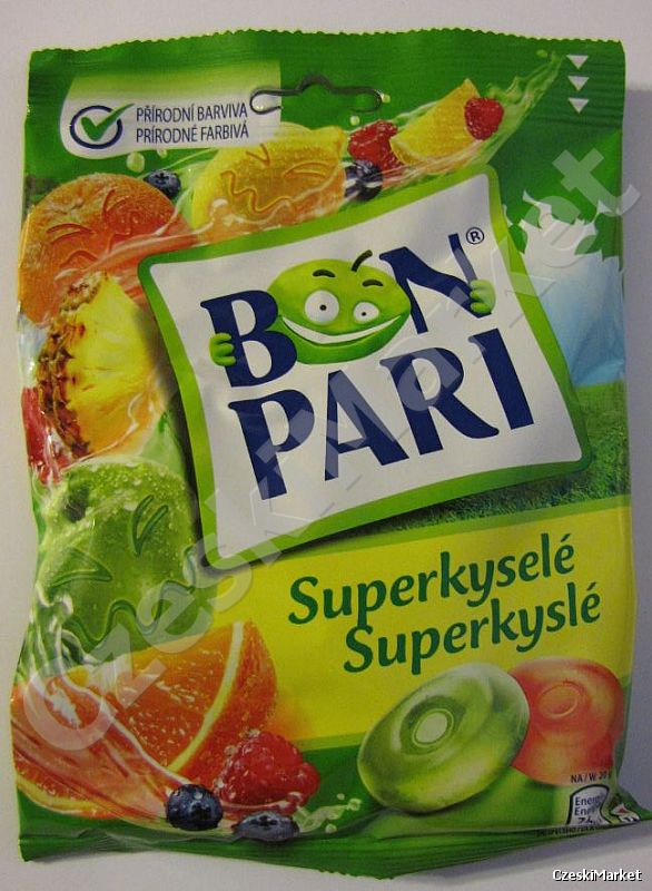 WYPRZEDAŻ Bon Pari Super Kwaśne - pyszne cukierki - kwaśne owoce 100 g (nowe opakowanie)