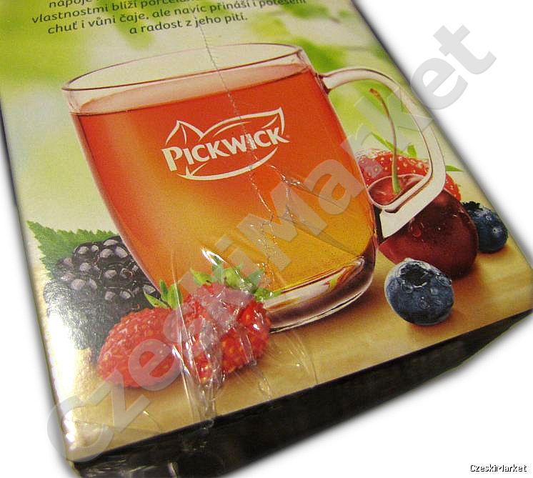 Zestaw Pickwick - szklanka/kubek + trzy pudełka owocowych herbatek