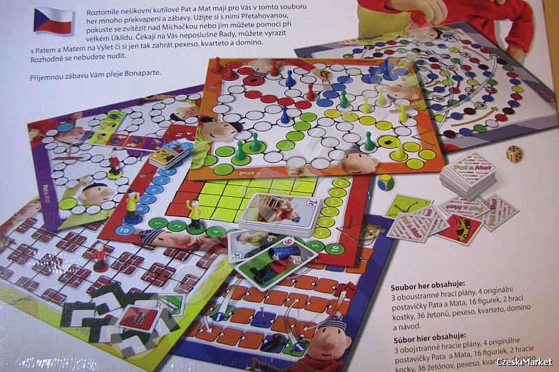 Zestaw 8 gier planszowych (z figurkami) - Pat i Mat - Sąsiedzi - 8 x gra Sąsiedzi - na prezent, na Mikołaj, Święta