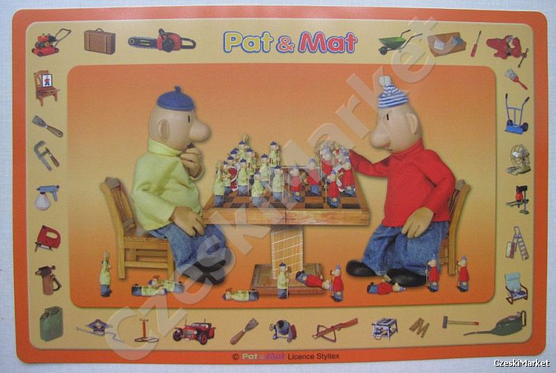 Podkładka Sąsiedzi Pat i Mat - na biurko, na stół - szachy