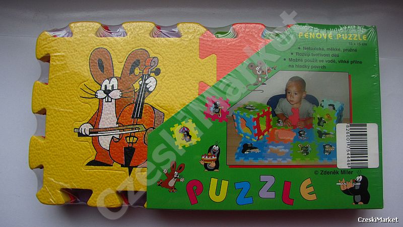 Krecik - piankowa mata, piankowe puzzle z wyciąganymi figurkami - 6 elem. po 15 cm/ 15 cm do siedzenia, zabawy na ziemi, podłodze