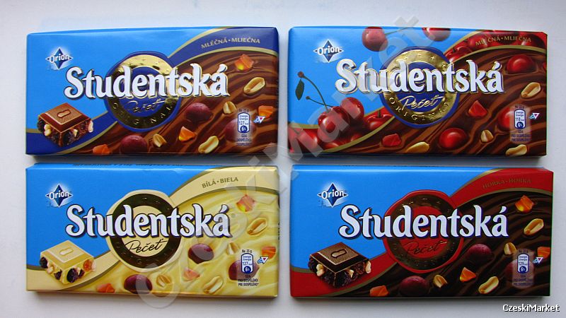 MEGA Zestaw 12 czekolad Studentska, Malina Jabłko Porzeczka Żurawina Gruszka Truskawka Borówka