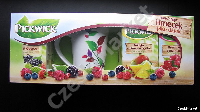 Zestaw Pickwick - kubek + trzy pudełka owocowych herbatek