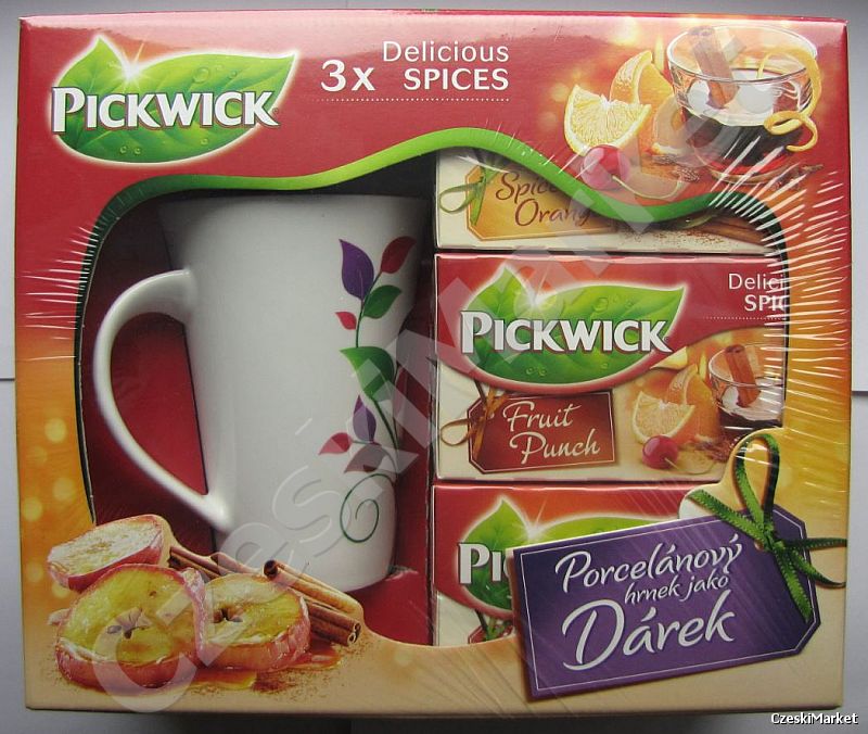 OSTATNIE SZTUKI Zestaw Pickwick - kubek + trzy pudełka owocowych herbatek