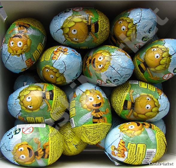 Jajko Jajka niespodzianka Pszczółka Maja i przyjaciele z zabawką (domino albo figurka) - czekoladowe