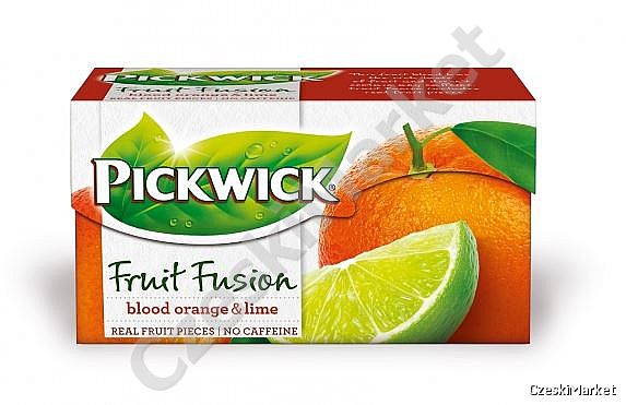 Pickwick - Fruit Fusion - blood orange and lime - pomarańcza i limetka  (prawdziwe kawałki owoców) bez kofeiny