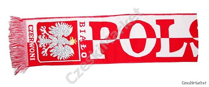 Szalik Biało - Czerwoni Polska z Orłem - prezent dla kibica, na mecz, piłka nożna, na zimę, na emigrację, za granicę 145 cm na prezent