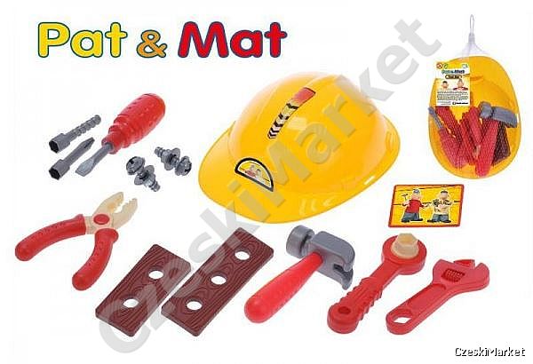 Kask i narzędzia Zestaw narzędzi dla dzieci Sąsiedzi Pat i Mat kask 24 x 18 cm majsterkowicz