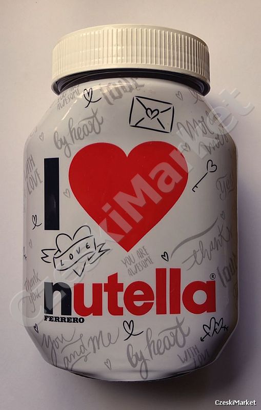 Okazja! Nutella 1 kg w szklanym słoiku - I love Nutella! serce