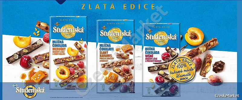 Zestaw 4 x czekolada Studentska Złota Edycja limitowane 2017/ 2018 ZE WSTAŻKĄ na święta