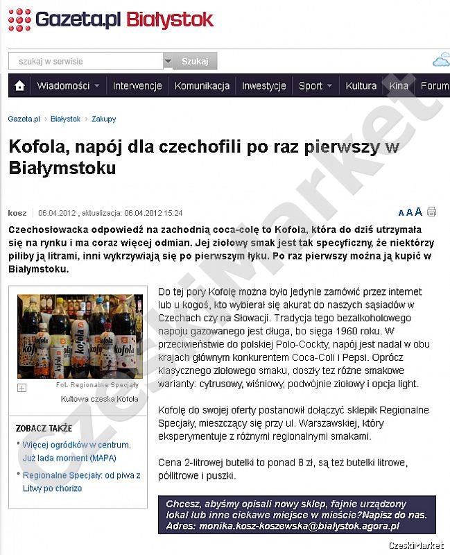 Kofola, czekolad studentska i wiele pyszności dla Czechofili po raz pierwszy w Białymstoku