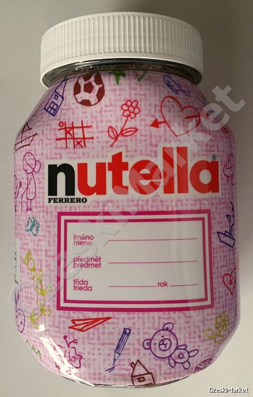 Okazja! dedykacja Specjalna Limitowana Nutella 1 kg w szklanym słoiku - szkoła różowy