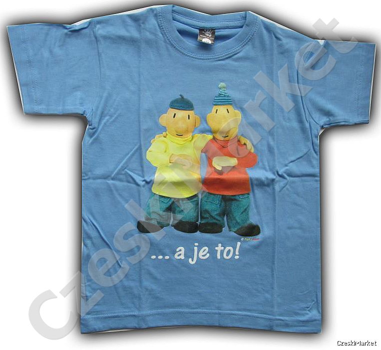 Koszulka - rozm. 110 - niebieska- Pat i Mat stojący - serial Sąsiedzi