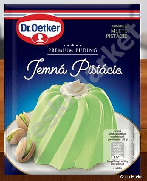 Budyń Premium puding pistacja pistacjowy Dr.Oetker zawiera mielone pistacje