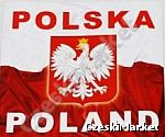 Naklejka / wlepka z napisem Polska i Poland oraz orłem 15 x 15 cm dla kibica