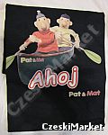 Koszulka - rozm L - czarna Pat i Mat w łódce kajaku - oryginalna - serial Sąsiedzi wędkarze rybacy