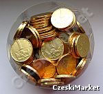 10 x Dukaty, monety, moneta z czekolady - 1 korona i wizerunek Pragi - 32 mm