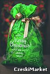 Piękny materiałowy worek upominkowy 20/30 cm + bilecik - zielony Merry Christmas