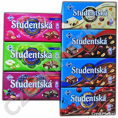 Zestaw 7 czekolad Studentska w tym limitowane edycja 2012/ 2013, Malina Jabłko Porzeczka