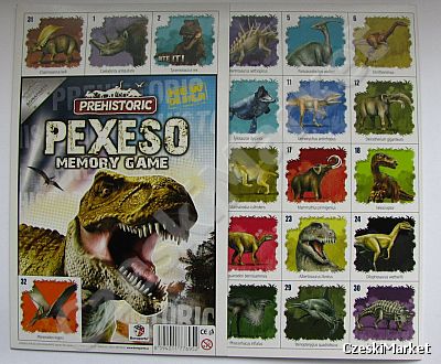Pexeso - Dinozaury - memo - gra pamięciowa