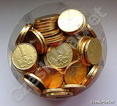 10 x Dukaty, monety, moneta z czekolady - 1 korona i wizerunek Pragi - 32 mm