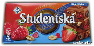 Czekolada Studentska mleczna z Truskawkami, edycja limitowana truskawka