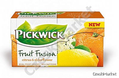 Pickwick - Fruit Fusion - pomarańcza cytryna i kwiat czarnego bzu (prawdziwe kawałki owoców) bez kofeiny