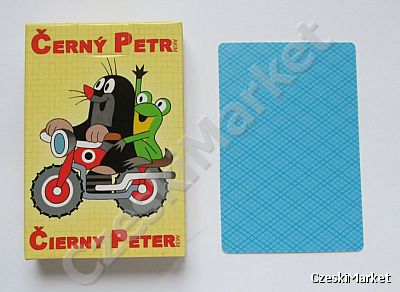 Karty do gry - Czarny Piotruś - Krecik - żółte opakowanie Krecik i żabka na motorze