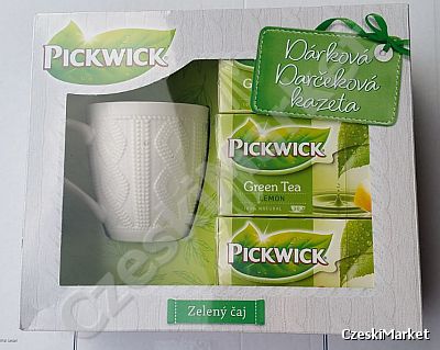 Zestaw Pickwick - kubek + trzy pudełka zielonych herbatek - w eleganckim opakowaniu święta