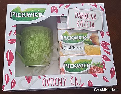 Zestaw nowy Pickwick - kubek + trzy pudełka owocowych herbatek - w eleganckim opakowaniu święta