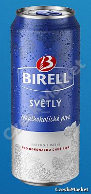BIRELL jasny 500 ml czeskie Piwo Bezalkoholowe w puszce 0,5 (szaro - niebieski)