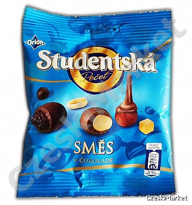 Studentska mieszanka mix w czekoladzie - orzechy, galaretka, rodzynki w czekoladzie 90g draże