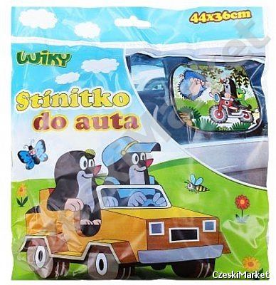 Krecik - zasłonki do samochodu, na szybę przeciwsłoneczne - 2 szt. - wzór: Auto jeep oraz Motor żabka i jeż