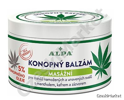 Alpa krem maść balsam 250 ml do masażu z olejem konopnym 5%  - stawy, mięśnie, artretyzm, reumatyzm, łuszczyca
