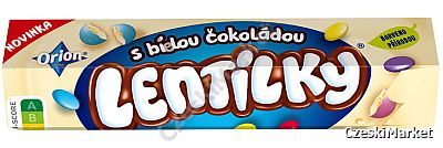 Lentilky (Lentilki) w białej czekoladzie średnie, wesołe opakowanie 38 g