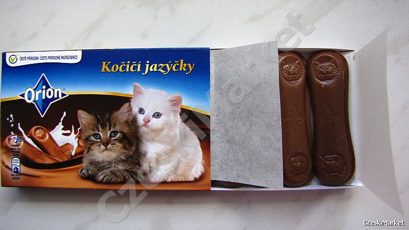 Kocie języczki - Orion - smaczne czekoladki w pudełku z kociakami 50 g