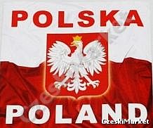 OSTATNIE SZTUKI Naklejka / wlepka z napisem Polska i Poland oraz orłem 15 x 15 cm dla kibica