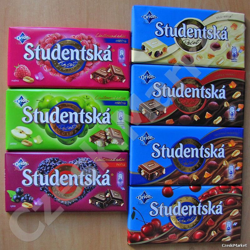 Zestaw 7 czekolad Studentska, Malina Jabłko Porzeczka