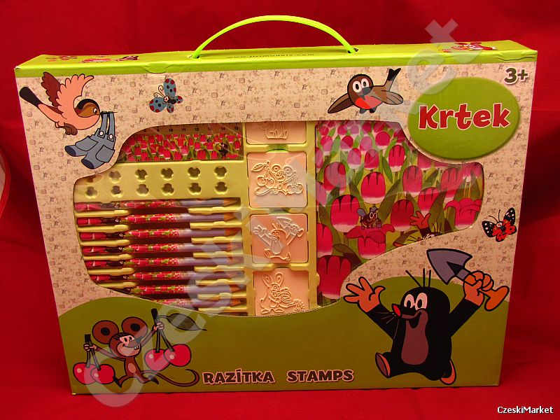 Zestaw kreatywny pieczątki plastyczny w kuferku - Krecik  - na prezent, na Mikołaj, Święta
