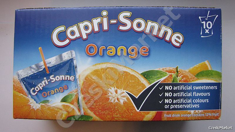 Pudełko - 10 x napój pomarańczowo - cytrynowy, Capri Sonne - niegazowany