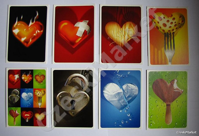 WYPRZEDAŻ 8 x Pocztówka serce, kartka z sercami (do wyboru) (np. na na Walentynki, na urodziny)